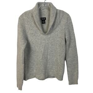 Women's M RAFAELLA Medium Angora Lambswool Shawl Collar Sweater Gray Fuzzy Soft